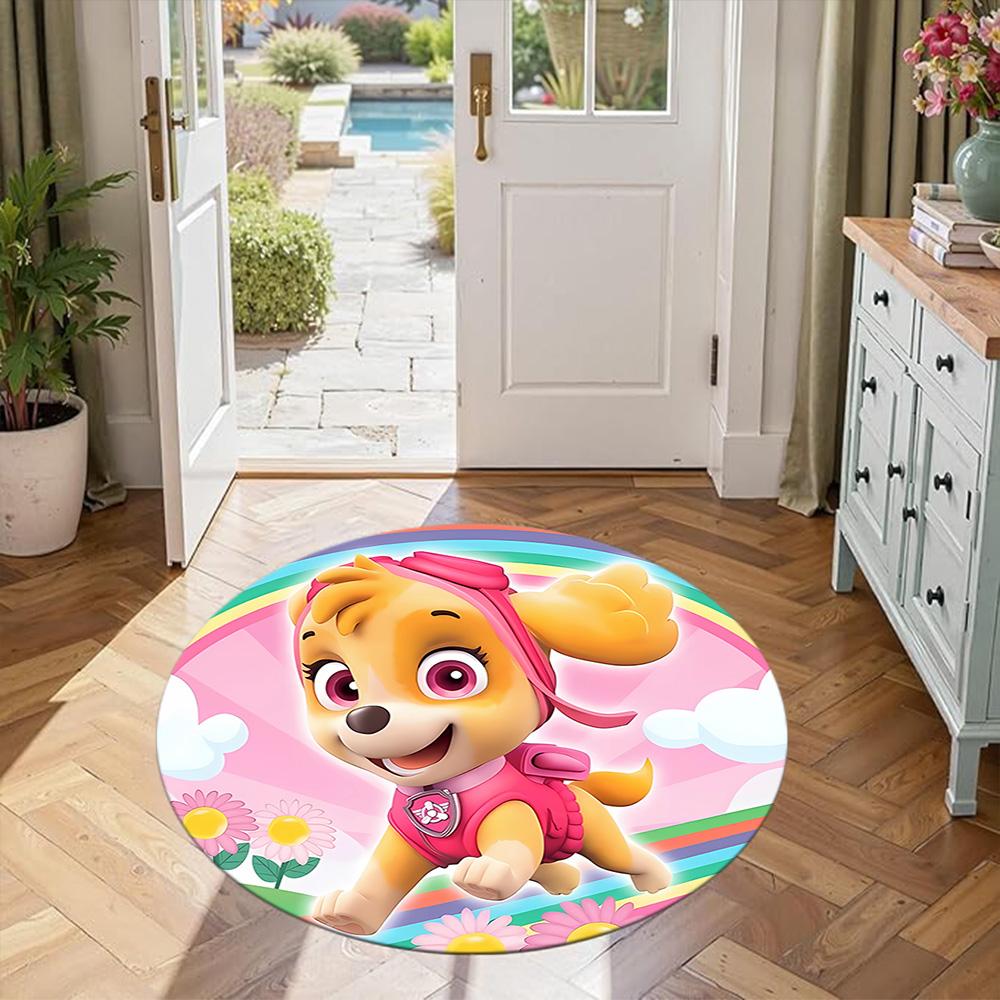 Paw Patrol Round Floor Mat Suitable for Living Rooms Game Room Study Room Bedrooms Antislip Round Carpet Decorate Offices Spiritual Gift