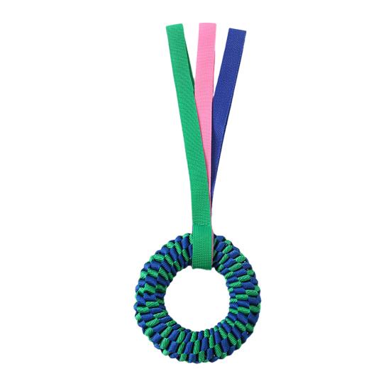 

Pet Chewing Toy Donut Shape Toy with Woven Oxford Fabric Cotton Rope for Teeth Grinding Cleaning Massage Safe Braided Tug Toy for Dogs