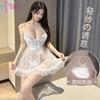 Sex Underwear, Sexy Mesh Suspender, Nightdress with Small Breasts and Large Perspective Pajamas, Free of Bed Sex Clothes, Temptation Pure
