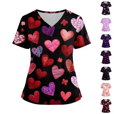 Women's Fashion V,Neck Short Sleeve Overalls With Pockets  Print Tops  Clothes