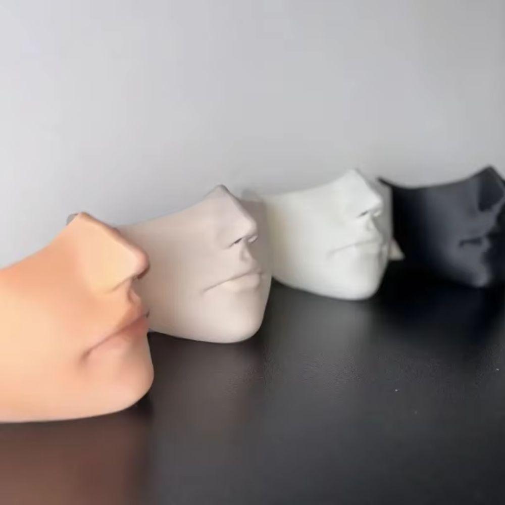 Hand-Painted Half Face Mask Vintage Cosplay Mask Trendy White Mask  Male