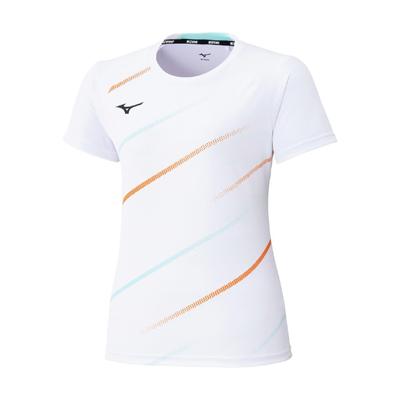 Short Sleeve Game Dynamotion Size 62JAC225 Women's Tennis/Badminton Shirt, Sweat-Wicking, Quick-Drying, Fit, White, XL,