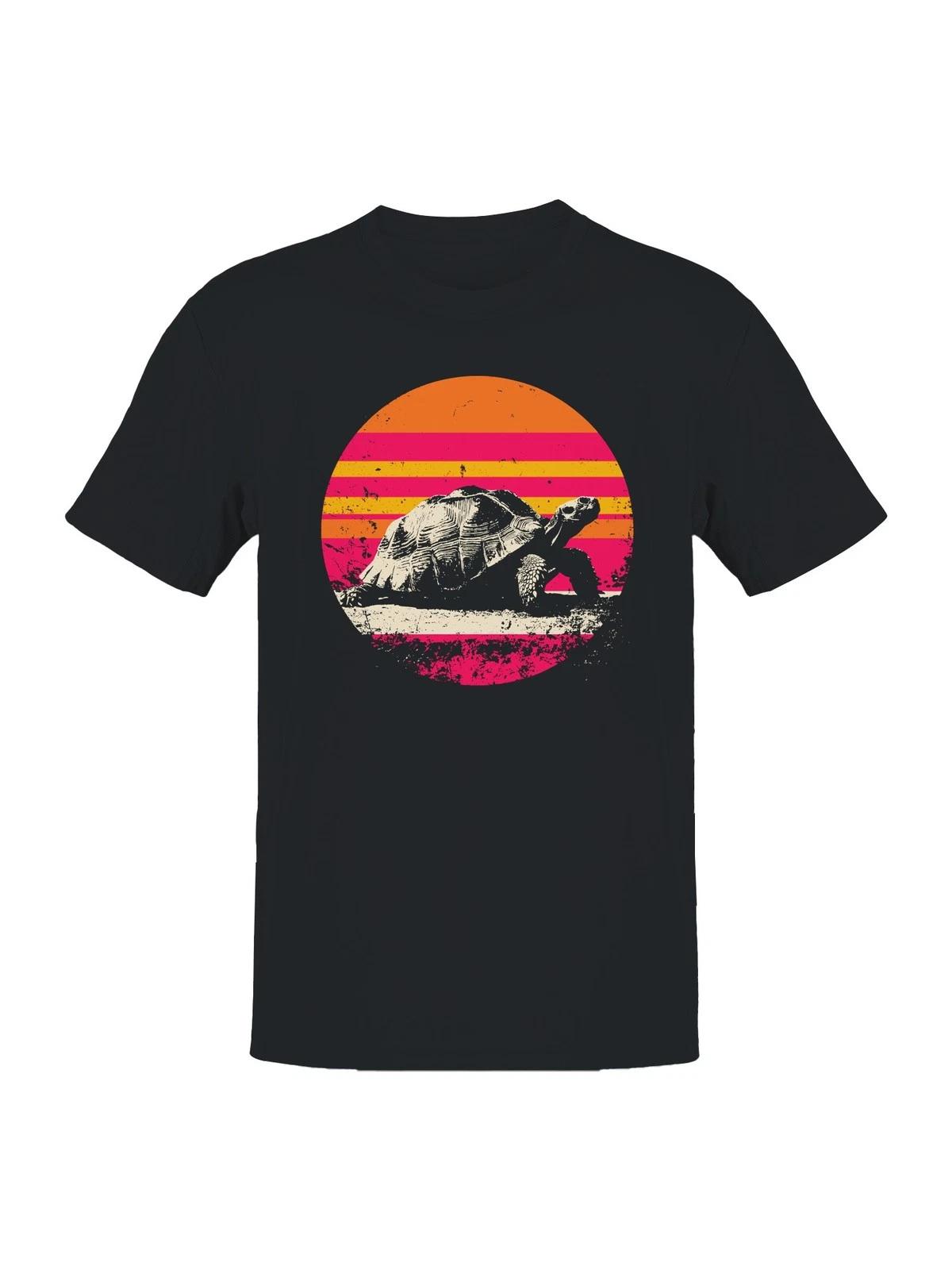 Retro Sunset Tortoise Art Men s T-shirt XXL