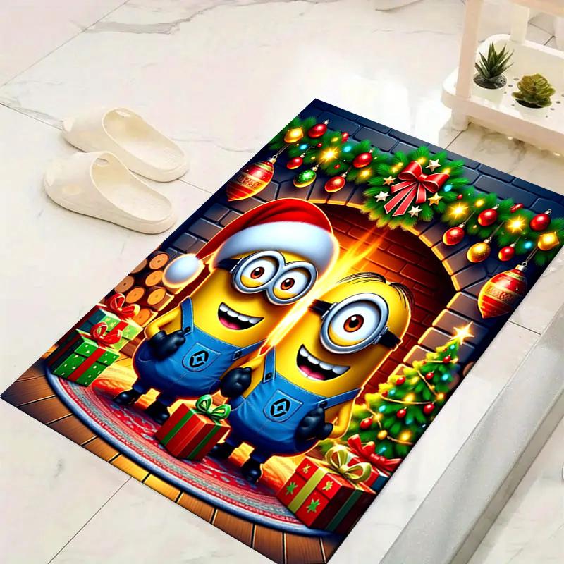 1Pc Christmas Minions Celebration Rug Office Carpet Indoor Outdoor Doormat Nonslip Soft And Comfortable Living Room Christmas Halloween Gift D91851