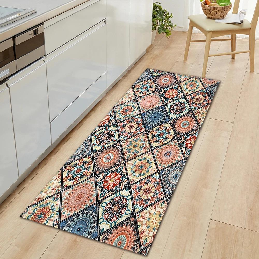 Bohemian Retro Mandala Pattern Home Kitchen Floor Mat Door Front Decoration Floor Mat