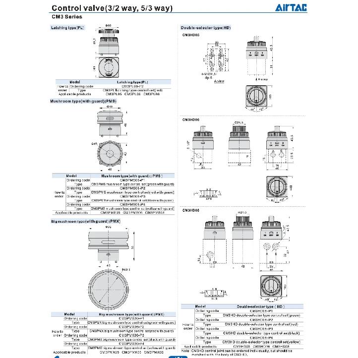 AIRTAC Mekanik CM3R-05/06/08 CM3Y CM3V CM3B CM3L Kontrol Vanası 3/2 Yollu Kol Tipi krank kolu tipi