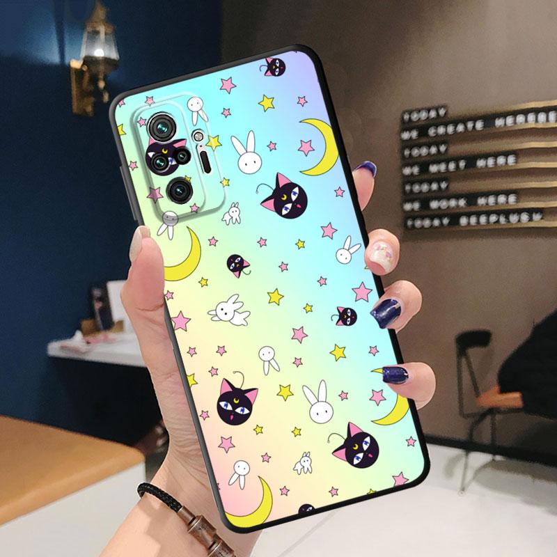 Handyhülle für Xiaomi Redmi Note 11T 11S 10 Lite 10S 8 9S 7 11 Pro 8T 9 Cover Stoßfestes TPU Soft Funda Niedlicher Zauberstab Mond