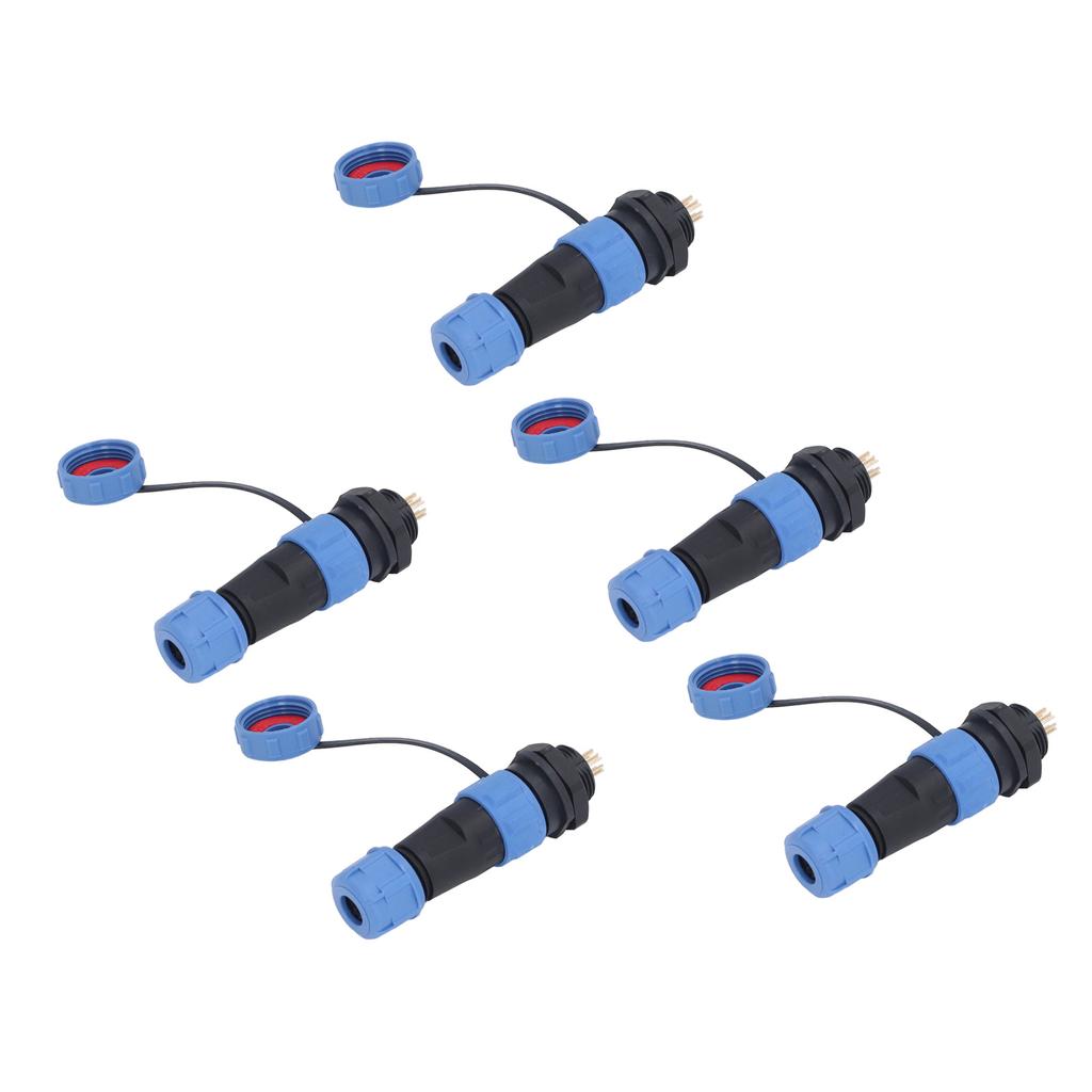 5PCS Industrial Electrical Power Cable Connector 5 Pin IP68 Waterproof Aviation Bulkhead Connector A