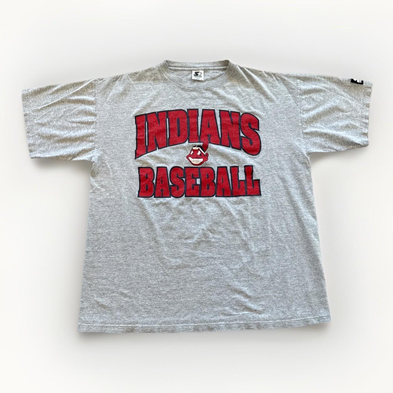 Vintage Cleveland Indians Shirt Mens L Starter MLB Gray 90s Chief Wahoo S