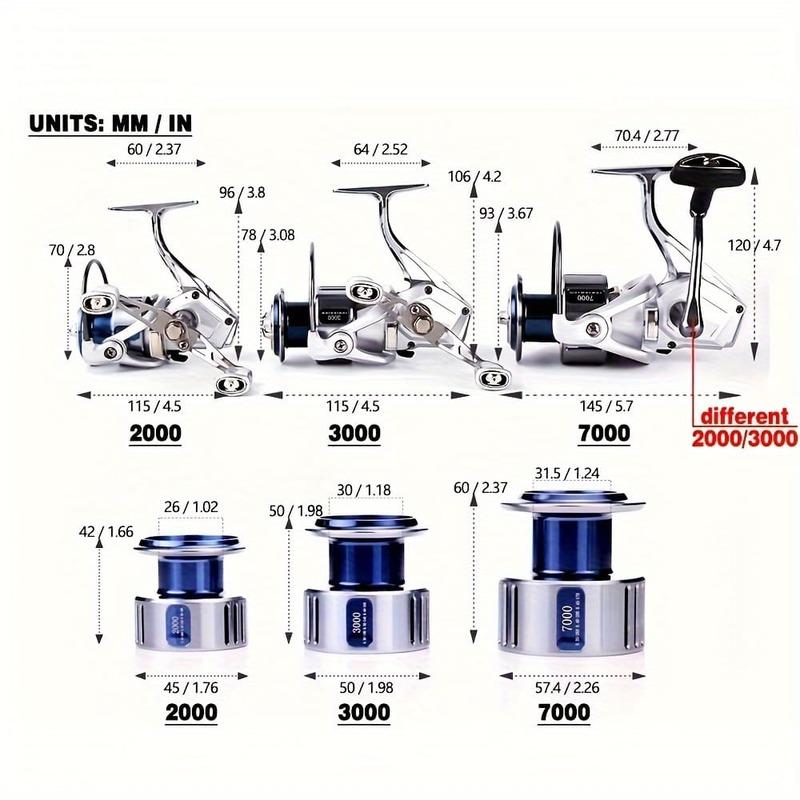 Stainless Steel Bearings Rust-proof Spinning Reel Full Metal Rocker Arm 5.2:1 Gear Ratio Suitable for Both Saltwater and Freshwater Fishing Reels