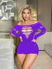 Long Sleeve Hip Wrap Skirt Sex Underwear Mesh Sexy Pajamas Backless Tights