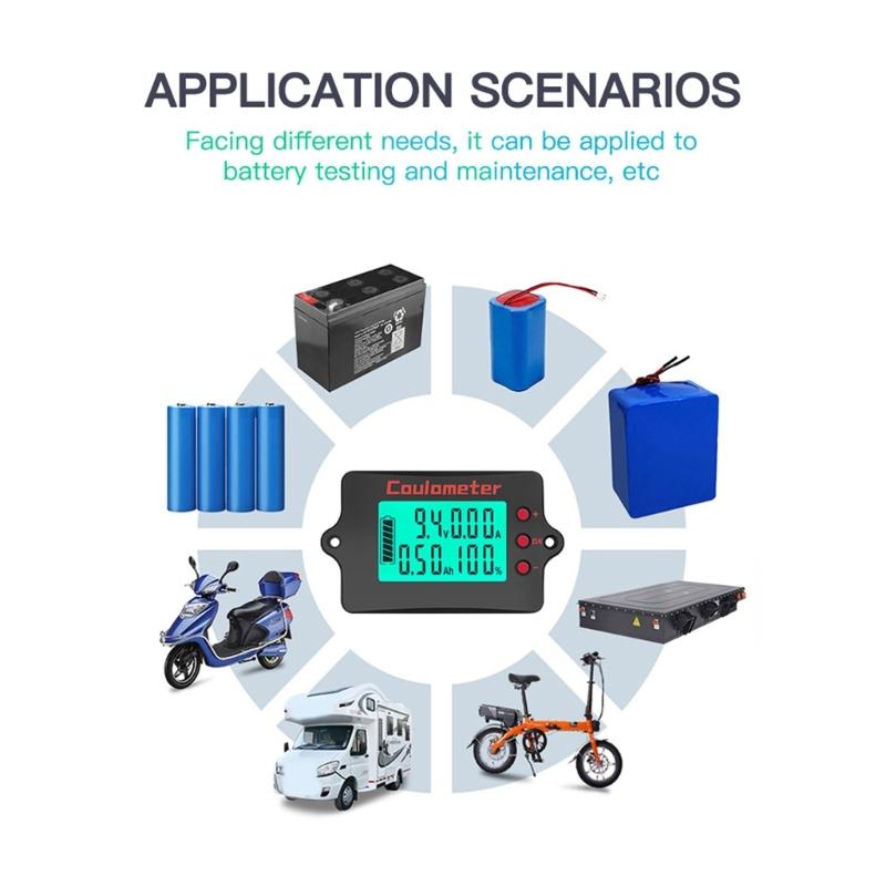 Battery Coulomb Counter Battery Charger Amp Meter Accurate Voltages Monitoring from 8V To 120V for Electric Vehicles