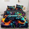 Game King Queen Duvet Cover 3D Black Game Handle Bedding Set For Kids Teens Boys Man Gamer Bedroom Decor Quilt Cover Pillowcase