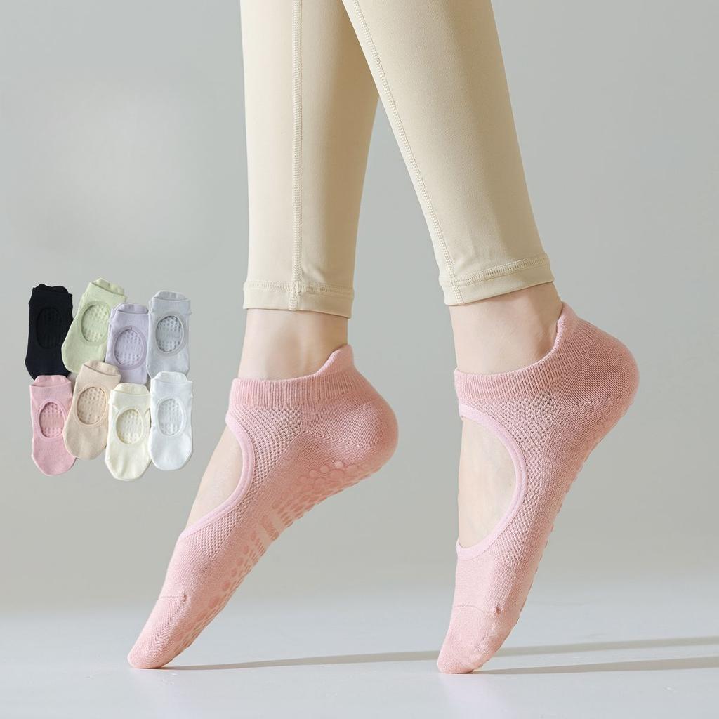 5 Pairs Cotton Silicone Non-slip Yoga Socks Boneless One-piece Mechanism Backless Mesh Short Socks Indoor Anti-odour Sports Socks