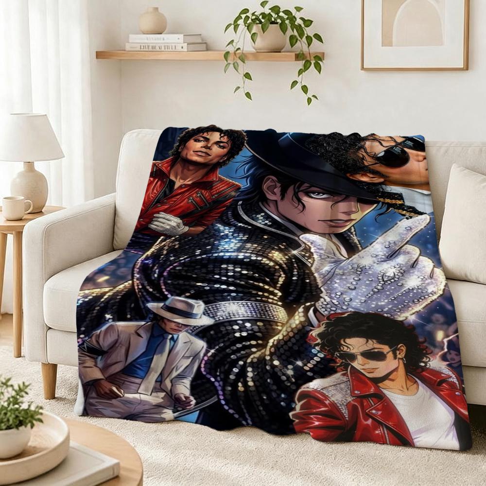 Michael Jackson Pop Theme Blanket Cozy Warm Fleece Blanket For Camping Travel Party Decor Great Holiday Gift