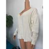 Ladies, Sweater, V-neck, Long Sleeved, Loose Fitting, Knitted Sweater, Base Coat, Top Coat