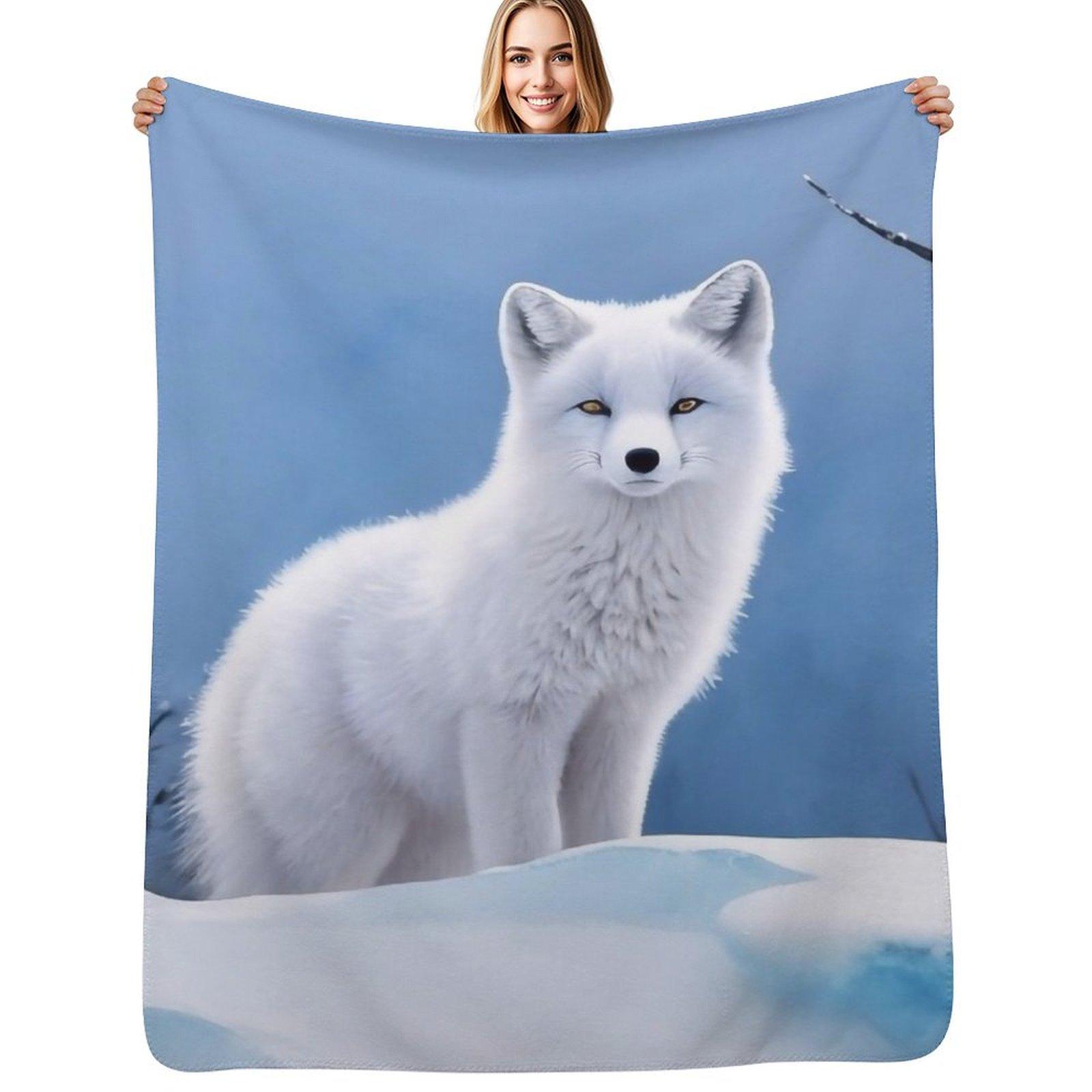 

Arctic fox Throw Blanket Luxury Throw Plaid funny gift blankets ands Blankets 30x40in