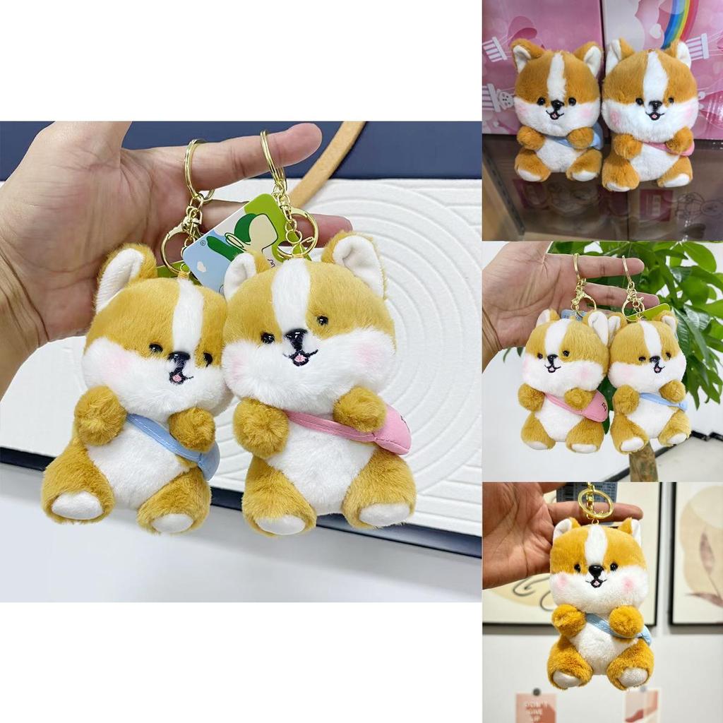 Adorable Corgi Dog Plush Keychain Bag Cute Cartoon Stuffed Animal Gift For Kids