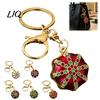 Car Key Ring Rhinestone Ethnic Hat Keychain, Bling Octagonal Cap Keyring Ring, Zinc Alloy Pendant for Backpacks and Handbags