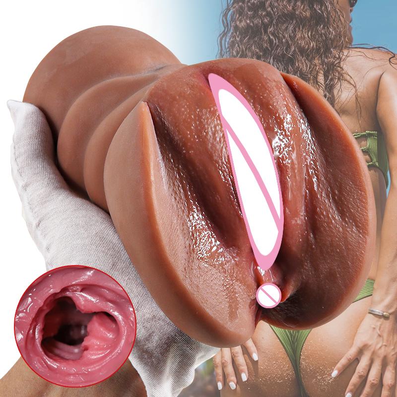 18 Sex Toy Masturbator for Man Pocket Pusssy Silicone Brown Vaginal Realistic Vagina Vacuum Suction Penis Massager Sex Shop