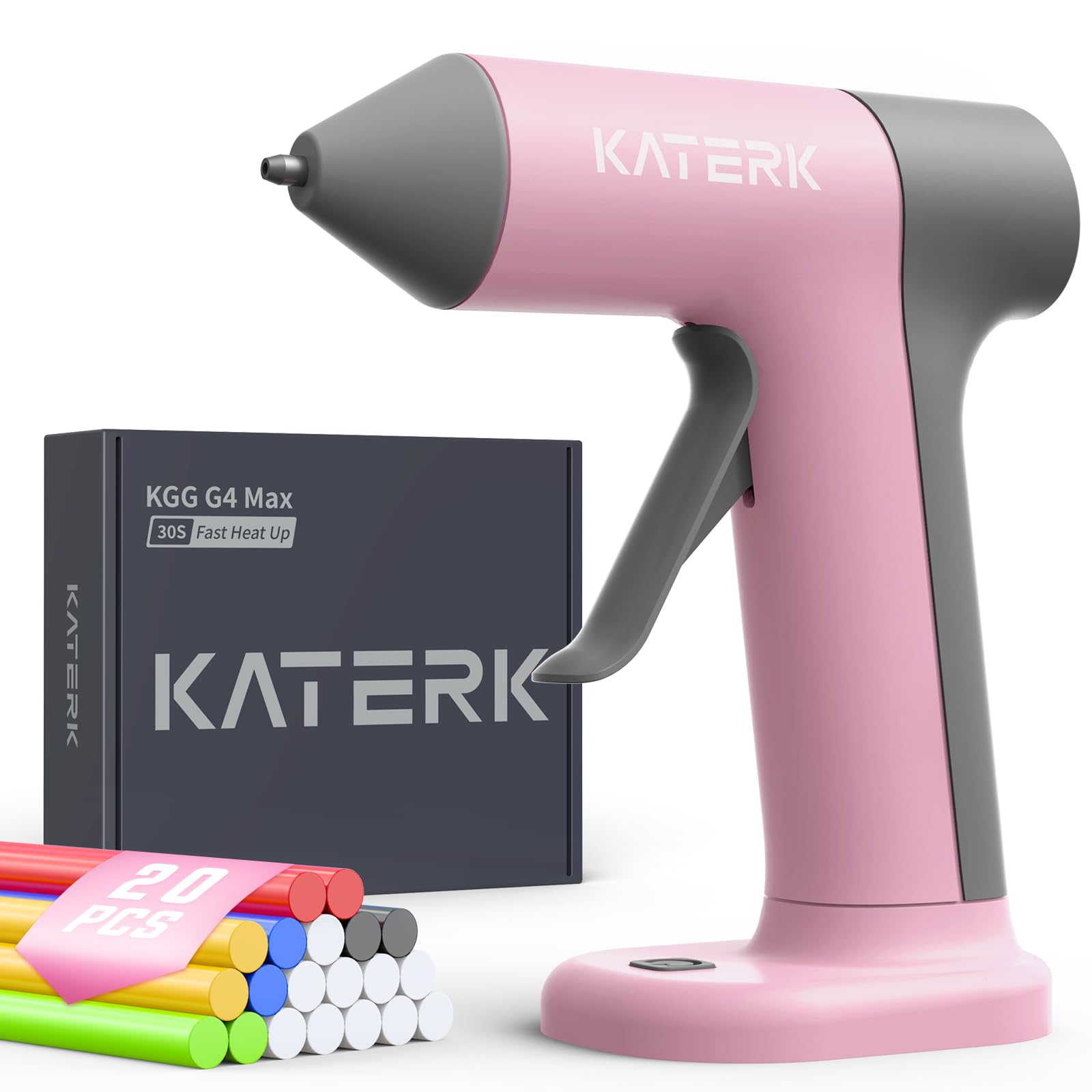 

Katerk Беспроводной клеевой пистолет Rapid Mini Включает 20 клеевых стержней 2500 мАч Автоматический Легкий и Идеальный для и Ремонта Набор, 30-секундный разогрев, Размер, Стержни, Встроенный розовый