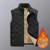Autumn and Winter Warm Down Cotton Vest Men's  Lamb Velvet Oulder Pad Vest Jaet Zipper Decoration Stand Fit