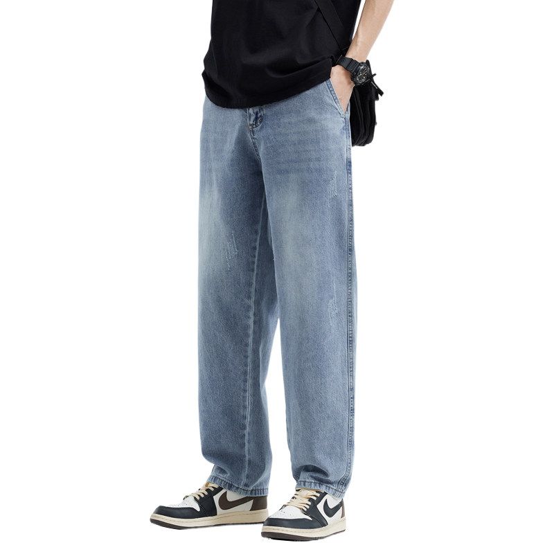 Clearance of Foreign Trade Surplus: Men's Loose Straight-Leg Jeans, 2024 Spring/Autumn New Wide-Leg Trendy Casual Pants