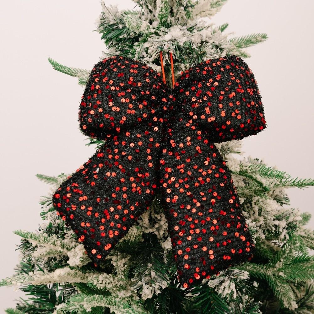 Sequin Bowknot Christmas Sparkling Bow Decor Celebration Indoor and Outdoor Holiday Glitter Bow Christmas Tree Decor