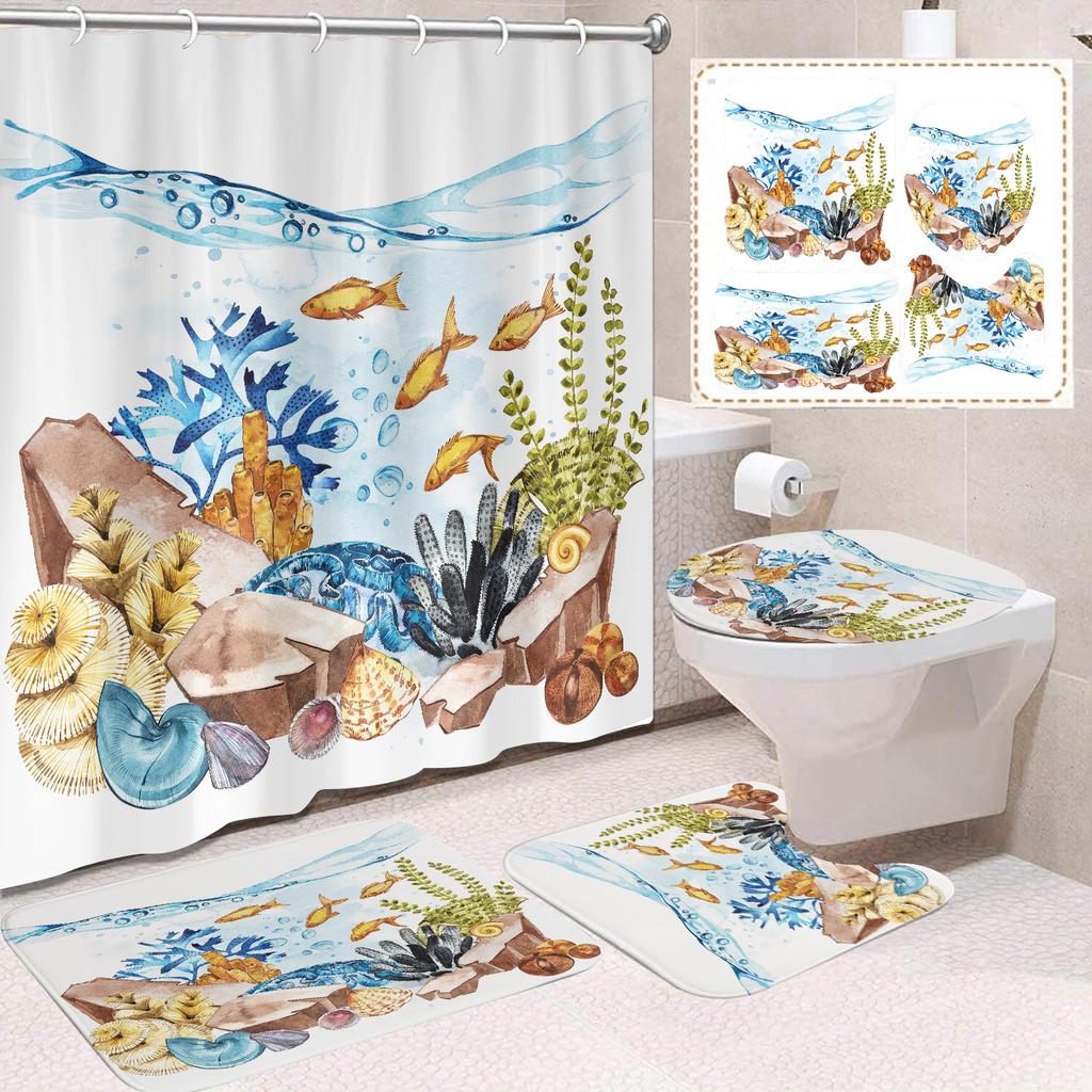 31Style 4Pcs Funny Shower Curtains Bathroom Curtain With Hooks Decor Waterproof Cat Dog 3d Bath 180*180cm Creative Personality Shower Curtain