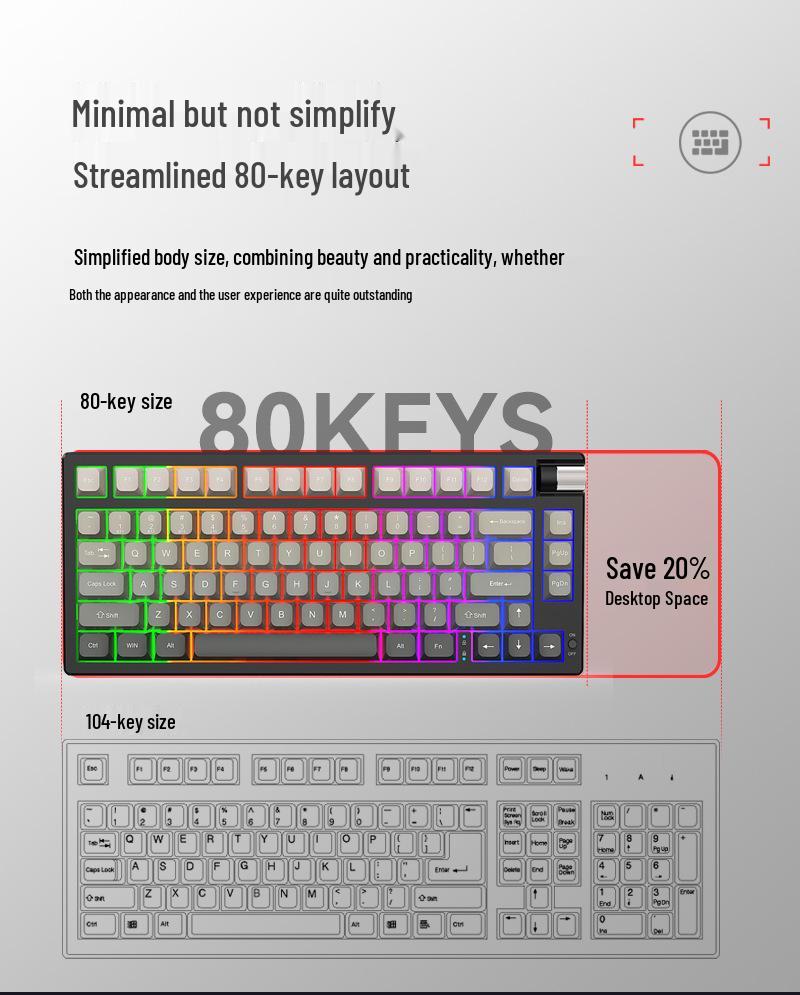 Three-Mode Wireless Mechanical Keyboard - GK75 Hot-Swappable, E-sports Gaming, Blue/Red Switch