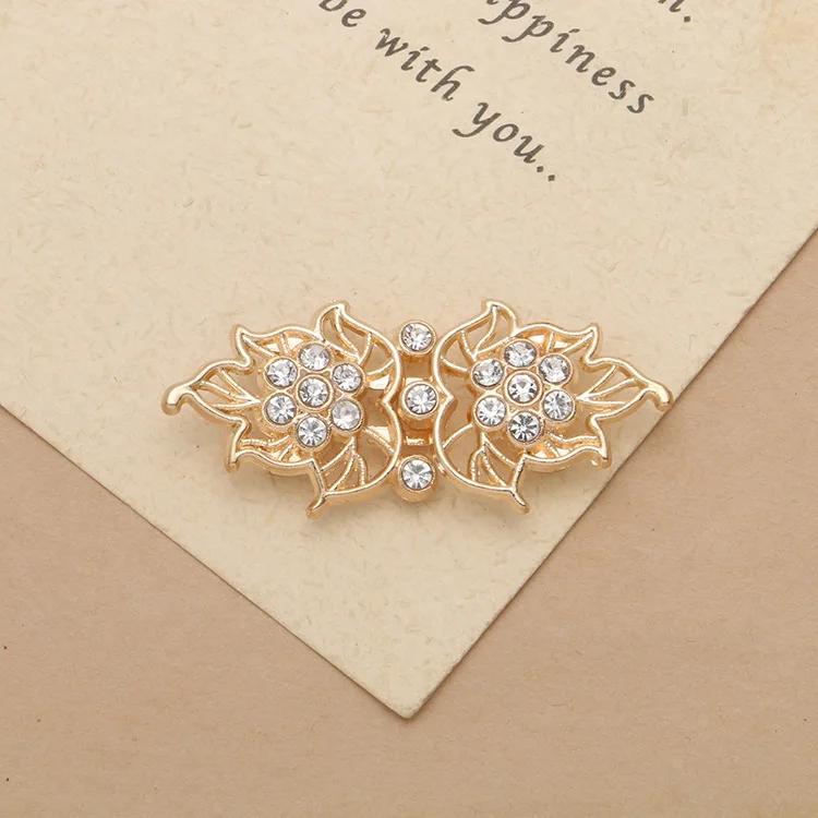 1 Pair Connectors Clasps Rhinestone Buckle Metal Button Waist Extender Hooks Eyes Clasps Fastener for Clothes