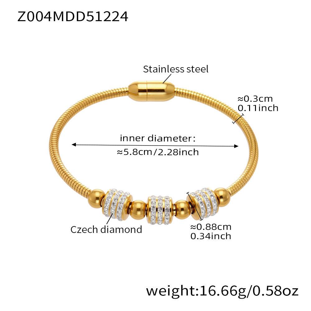 18K Goldbeschichteter Edelstahl Zirkon Geometrisches Offenes Armreif-Set