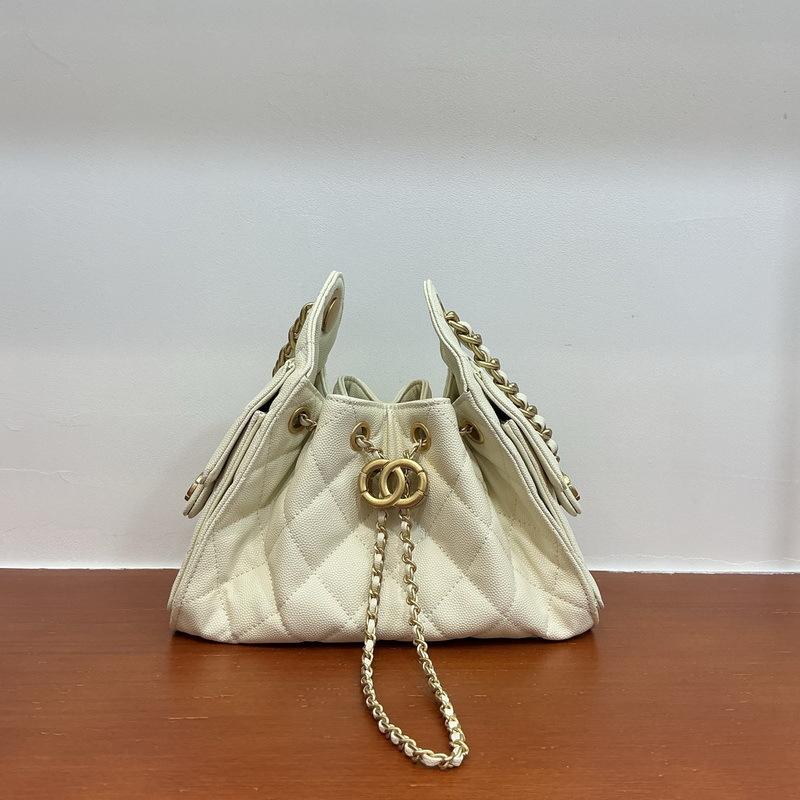 25 Novas bolsas femininas de couro padrão caviar padrão bola grande capacidade bolsa hippie hobo corrente diamante cordão axila