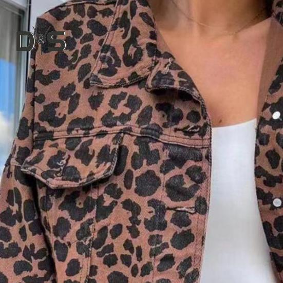 Spring Fall Women Jacket Turn-down Collar Single-breasted Long Sleeves Washed Distressed Ripped Hem Streetwear Style Lady Denim Coat