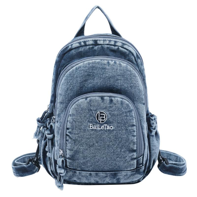 Lightweight Denim Backpack Women's Outdoor Travel Multifunctional Chest Bag Shoulder Crossbody Bag