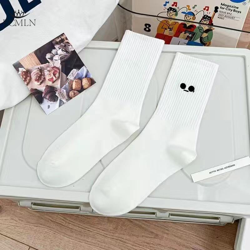

Женские носки средней длины из чистого хлопка на весну и осень, однотонные белые женские носки Expression, впитывающие пот, дышащие женские носки one size