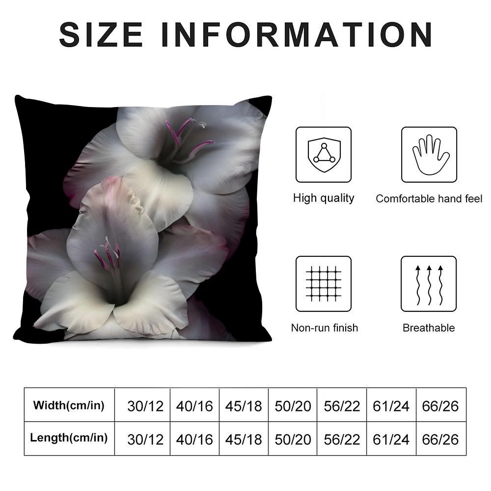 Lily Orchid Flower Fashion Cushion Cover Pillowcase Ultra Soft Skin Friendly Fabric Cloud Like Comfort & Concealed Zipper