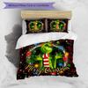 Christmas Grinch Design Bed Bedding Set 1 Duvet Cover + 2 Pillowcases Soft Breathable Household Bed Linens
