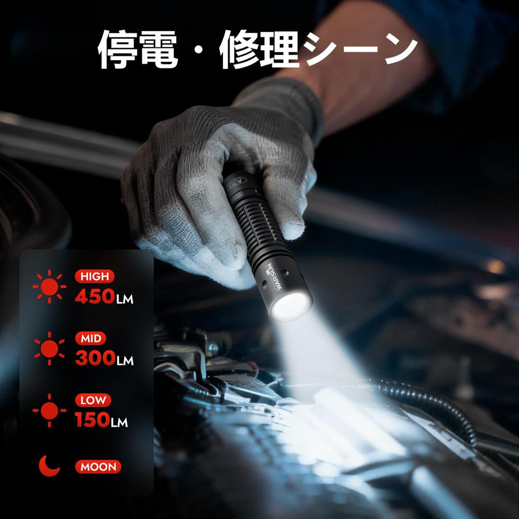 WARSUN A700 Rechargeable LED 700 and 5 Modes Powerful Light for Emergency Preparedness and Outdoor Activities Flashlight, Lumens, Ultra-Compact