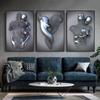 3D Love Heart Grey Metal Figure Statue Posters and Prints Modern Canvas Painting Wall Art Pictures for Living Room Home Decor