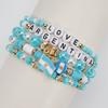 Country Flag Beaded Bracelet Set Multilayer Elastic Jewelry for Fans