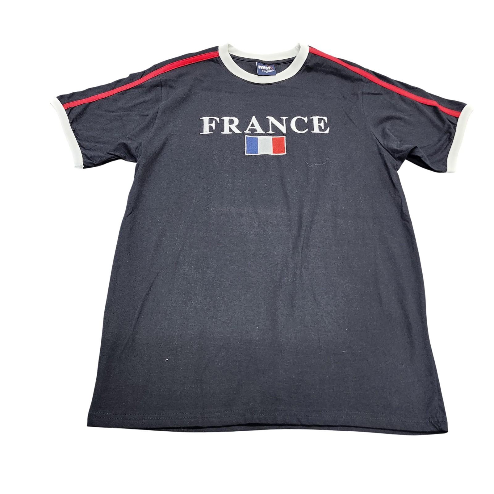 Shirt Mens Large Blue France Flag Graphic Tee Ringer Travel Souvenir Top Unisex T-Shirt XL