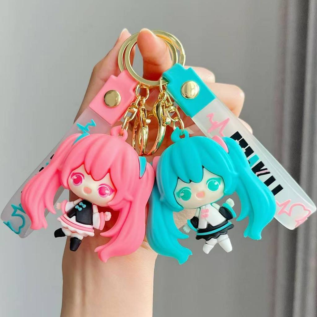Hatsune Cartoon Miku Keychain Pendant Creative Couple Car Backpack Keychain Accessory Gift For Women Girls Anime Vocaloid