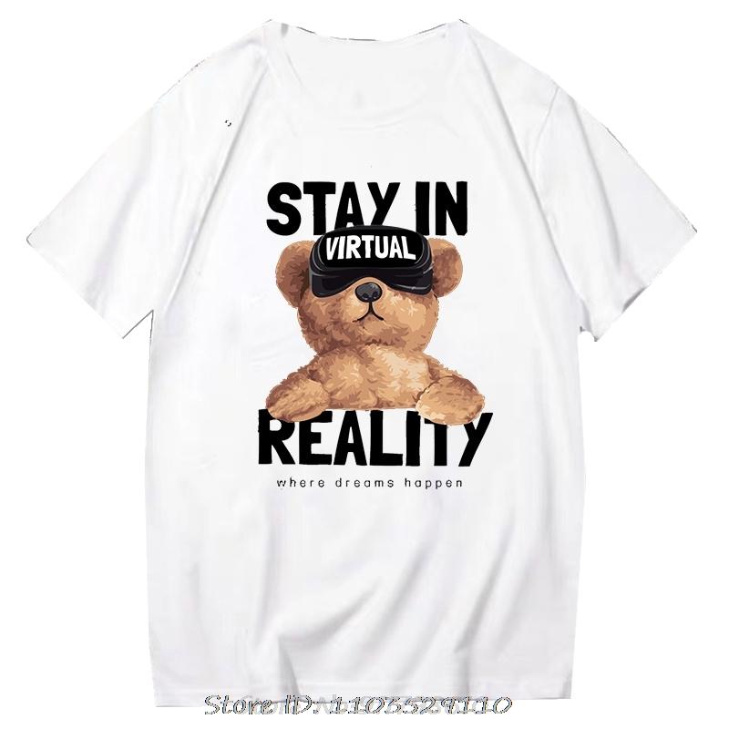 Teddy Bear Tshirt Cool Robotic Graphic Tops Harajuku Cartoon Streetwear Fitness Clothes Casual Fashion Tee Roupas Masculinas