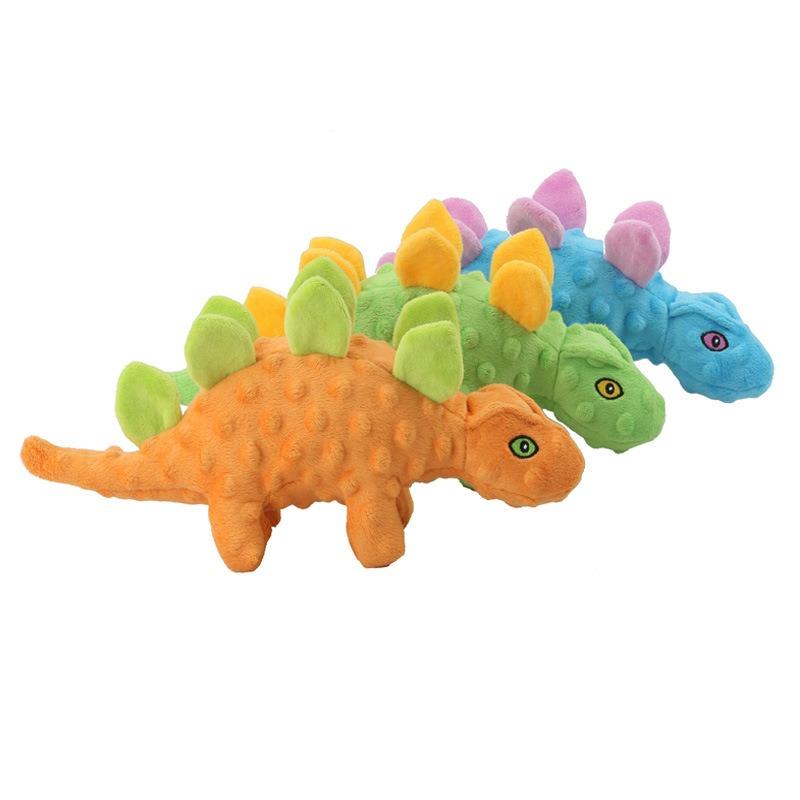 Nylon Rubber Dinosaur Pet Squeaky Toy for Aggressive Chewer Crinkle Soft Shell Plush Interactive Dog Toy