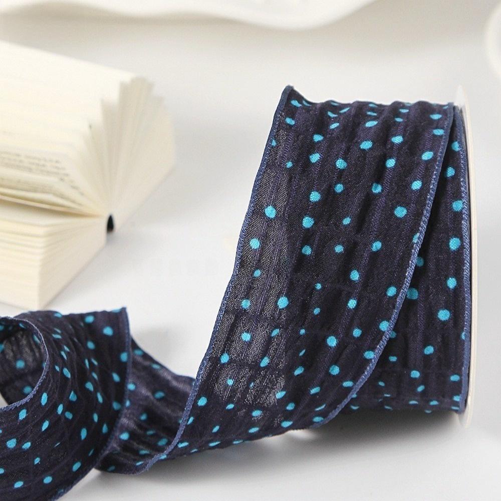10 Yards 10 Yards Length Crinkled Chiffon Ribbon Crinkled Texture Polka Dot Pattern Wave Edge Ribbon Chiffon Material