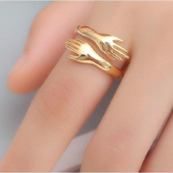 New Gold Color Ring Trend Vintage Elegant Embrace The Love Adjustable Rings for Women Fine Party