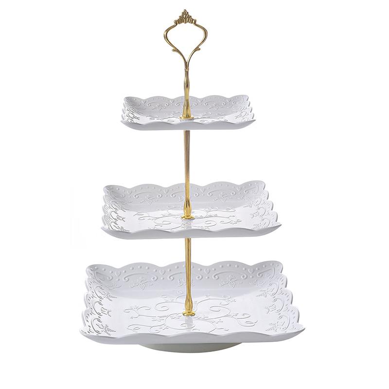 

European Style 3-Tier Rotatable Plastic Serving Stand