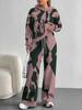 Flame splicing European and American autumn and winter casual long-sleeved suit women's hooded sweater trousers two-piece set