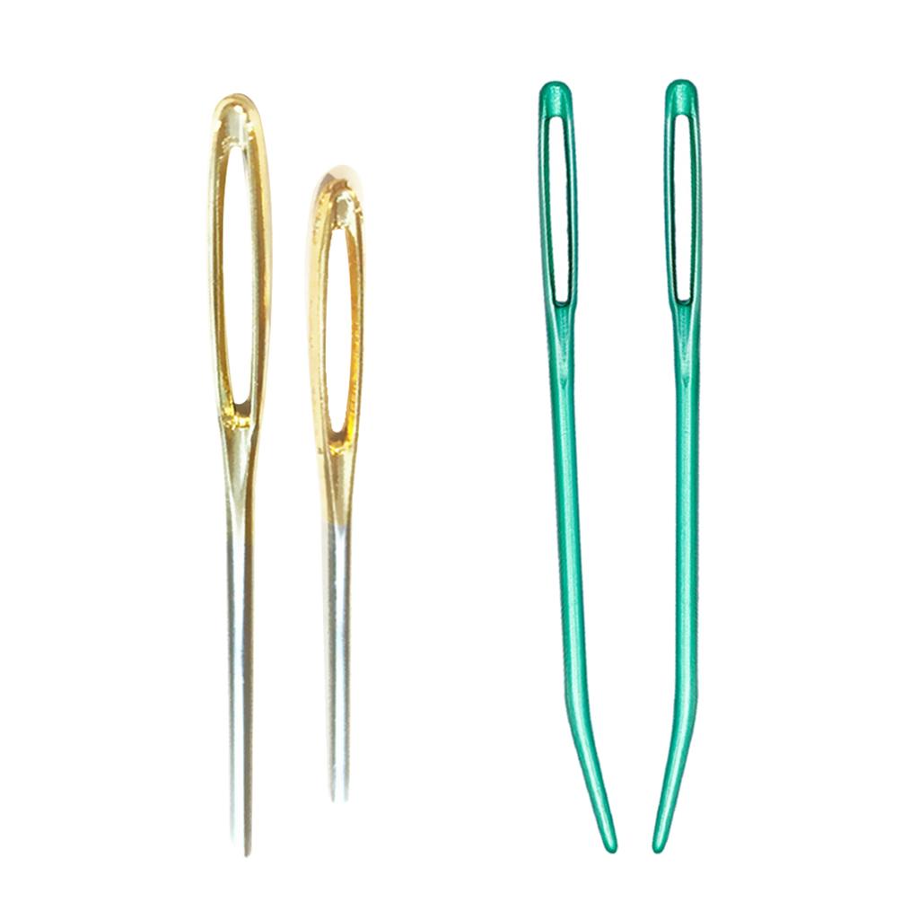 2 Pieces Aluminum Darning , Sewing with Large Eye And Curved Tip, Knitting 2x Big
